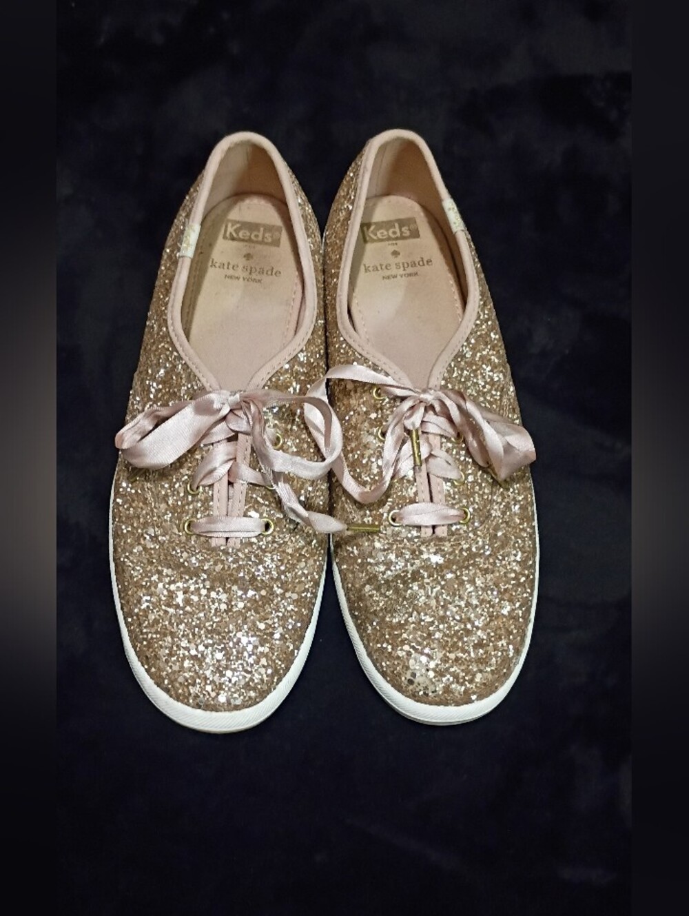 Keds x Kate Spade Champion Rose Gold Glitter Sneakers